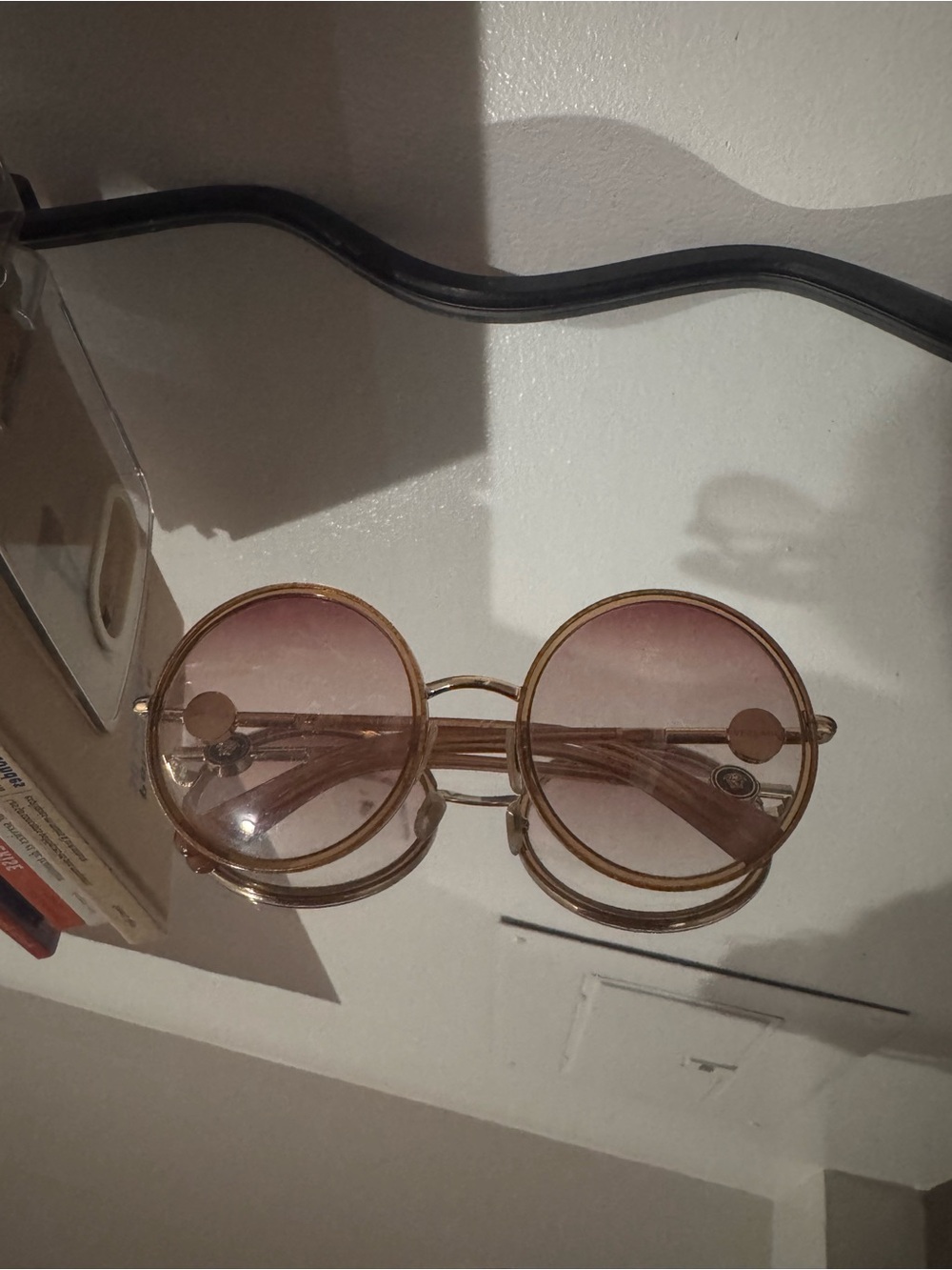 Versace Round Sunglasses with Medusa Medallion in Gold and Brown Designer Style - Picture 6 of 7